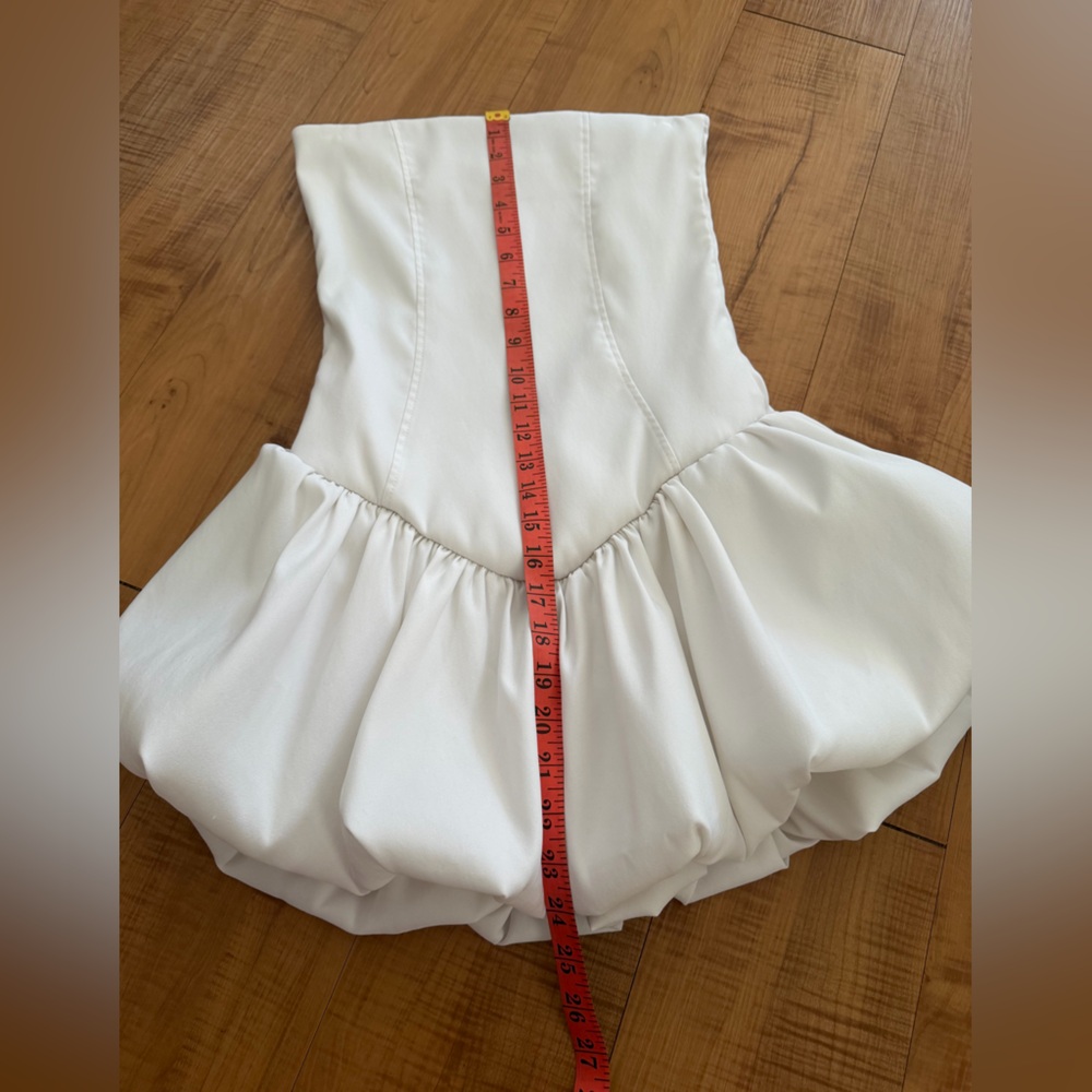 White Strapless Stretch Bubble Mini Dress - Picture 3 of 7